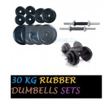 30 KG Rubber Dumbells Sets. Rubber plates + Rods.